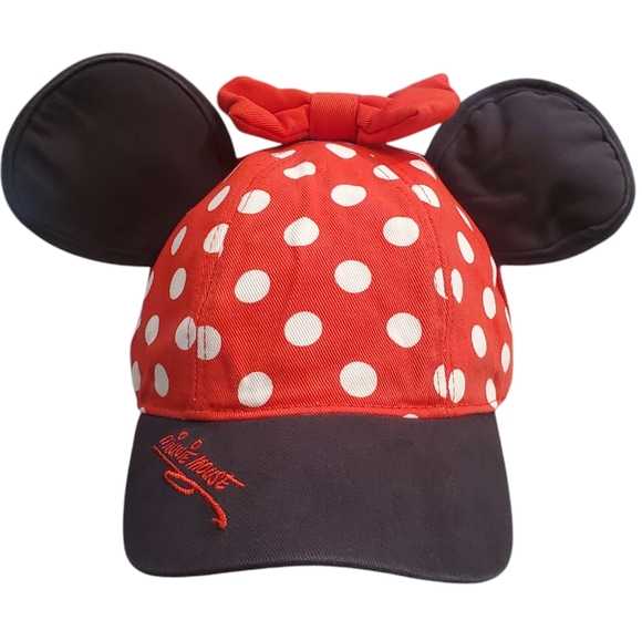 Disney Minnie Mouse Ears Baseball Hat Snapback Polka Dot Cap Youth 54-57 cm - Picture 1 of 9